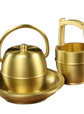 铜子孙桶三件套婚庆用品结婚送礼陪嫁家装婚礼家居摆件招财聚宝盆