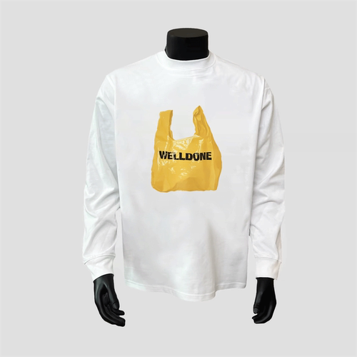 WE11DONE购物袋长袖T恤男女纯棉