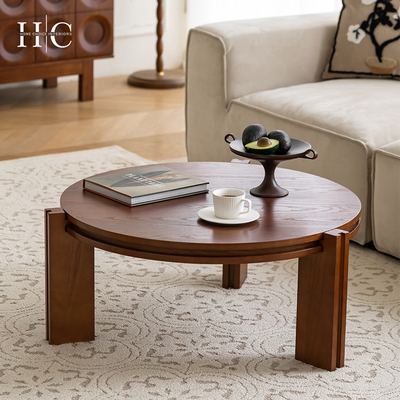 法式复古实木茶几中古风客厅家用