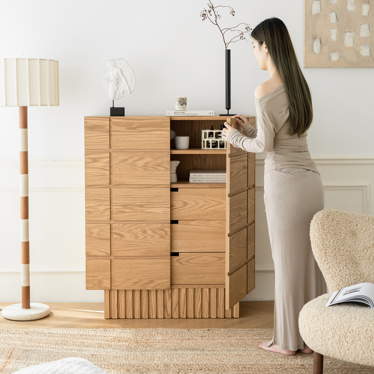 原木色斗柜客厅北欧卧室收纳柜