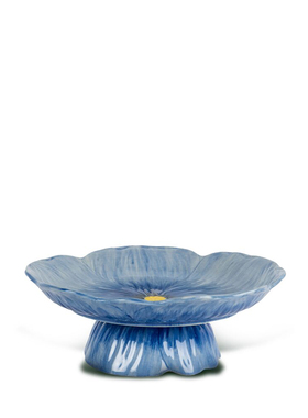 FQR LIVING瑞典Byon北欧复古绝美蓝色花朵Poppy陶瓷蛋糕台 水果盘