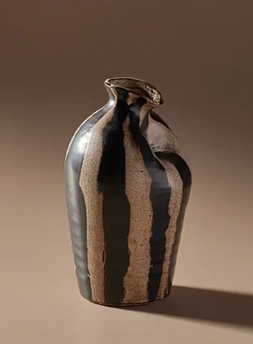 FQR LIVING美国AARDE COLLECTIVE手工制作绘画陶器条纹有机花瓶