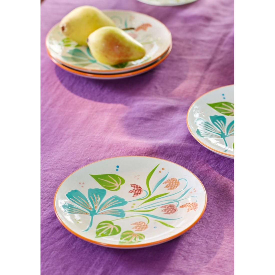 FQR LIVING瑞典Gudrun Assiette手工制作绘画陶瓷花卉餐盘 甜品盘