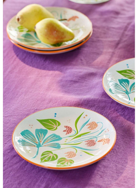 FQR LIVING瑞典Gudrun Assiette手工制作绘画陶瓷花卉餐盘 甜品盘