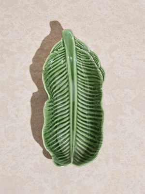 FQR LIVING葡萄牙WESTSIDE Home手工制作陶器绿色香蕉叶形状餐碗