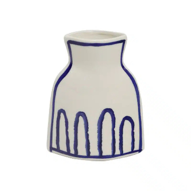 FQR LIVING法国NICCIABOUTIQUE手工制作绘画陶器蓝线条巴塞尔花瓶,家居饰品,花瓶,淘宝优惠券,粉丝福利购,淘宝优惠卷