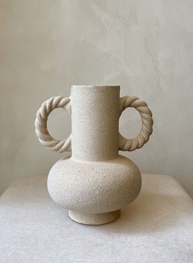 Sane手工陶瓷花瓶肌理感陶质麻花侘寂风陈列静物居家装饰