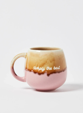 FQRLIVING simply the beat粉红色底座与闪亮黄色釉混合陶器水杯