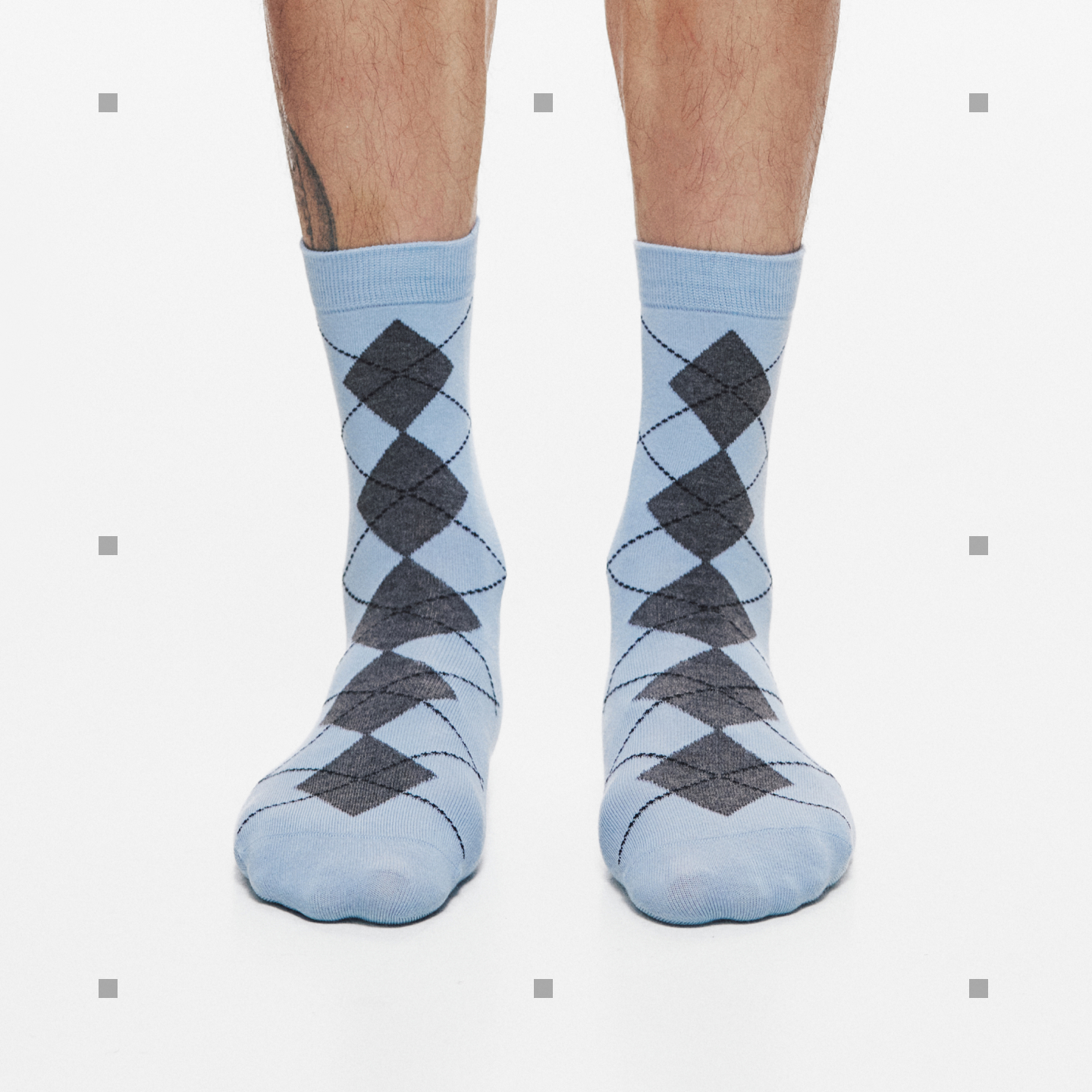 秋冬款简约菱形格子袜子男女百搭中筒袜纯棉透气吸汗秋冬格子袜