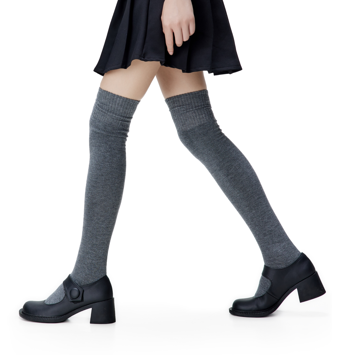 长筒袜PPSOCKS棉灰色简约高筒
