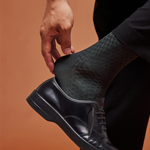 高筒格纹商务袜高级丝光棉长筒男士薄春夏透气绅士皮鞋正装袜