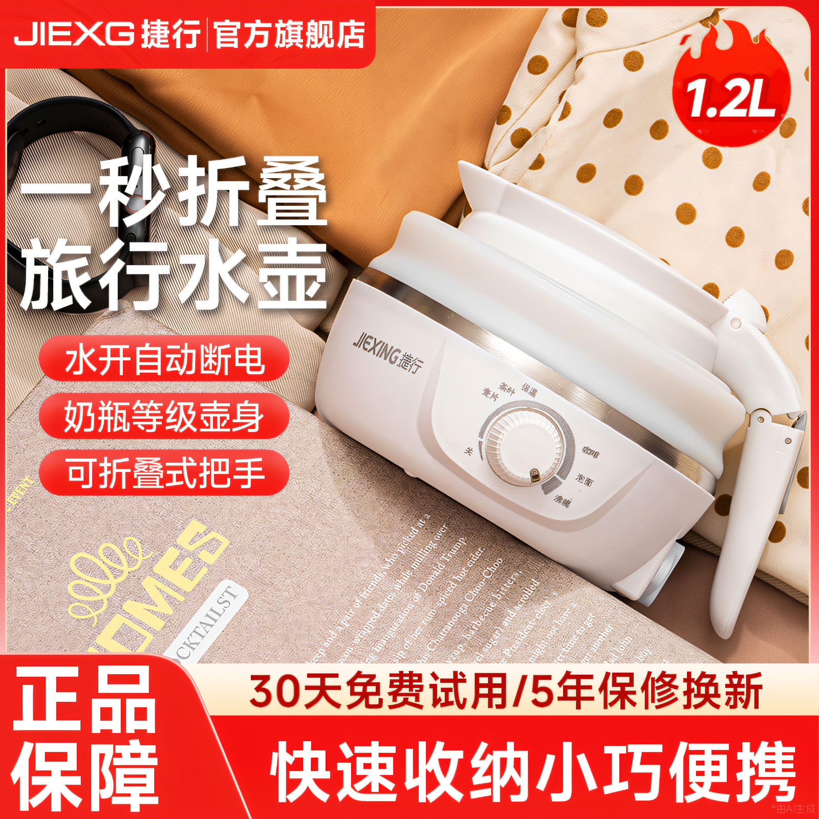 捷行便携式烧水壶旅行出差折叠水壶保温一体电热水壶小型电热水杯,厨房电器,电热水壶,淘宝优惠券,粉丝福利购,淘宝优惠卷