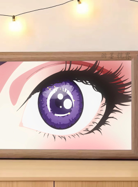 日系动漫紫色眼睛特写插画装饰画二次元书桌桌面摆件装饰挂画