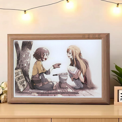 温馨插画装饰画二次元桌面摆件