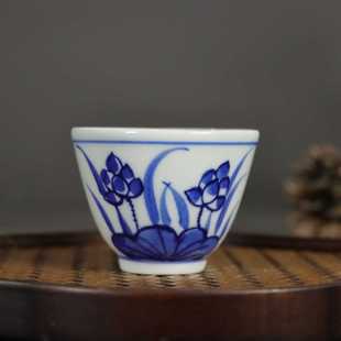 景德镇厂货仿古手工手绘青花釉下彩功夫茶客杯茶盅品茗杯茶杯功夫