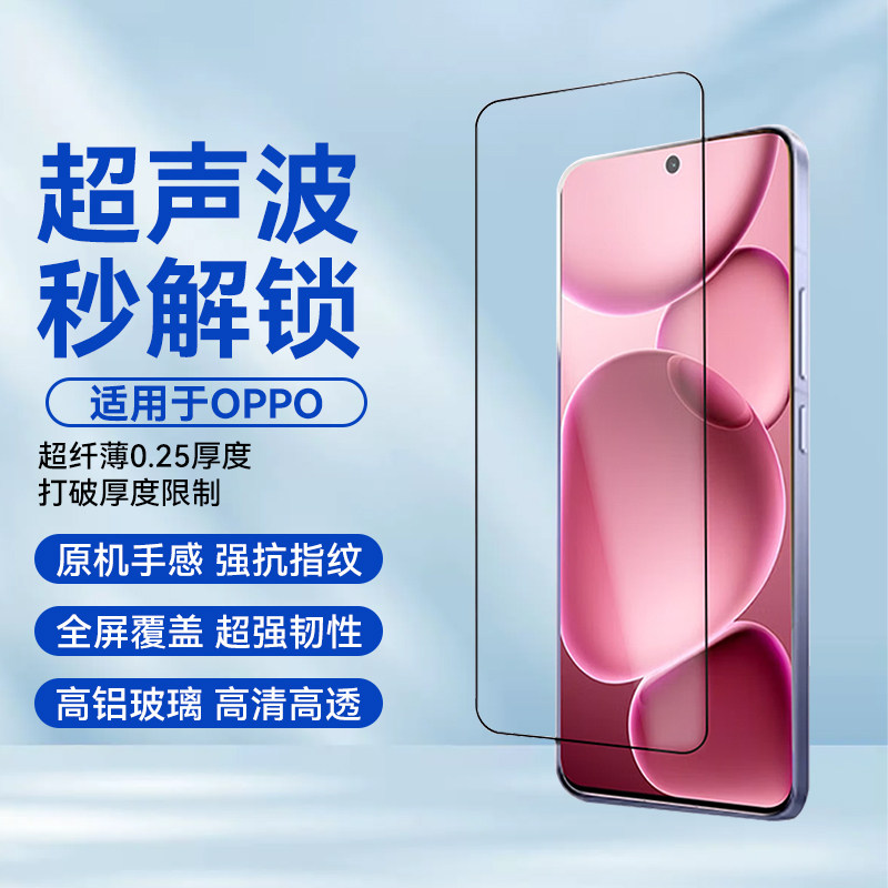 适用OPPO Reno15 Pro超声波指纹解锁钢化膜Find 