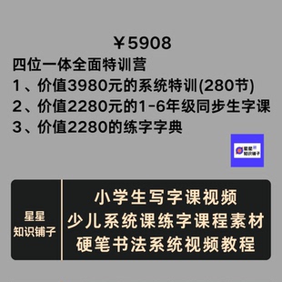 小学生写字课视频+少儿系统课练字课程素材+硬笔书法系统视频教程