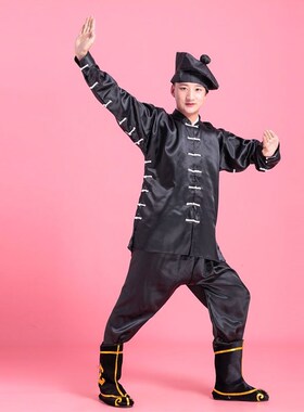 速发戏剧戏曲演出武松打虎服装黑色服打衣装生衣武古武夜行戏服杂