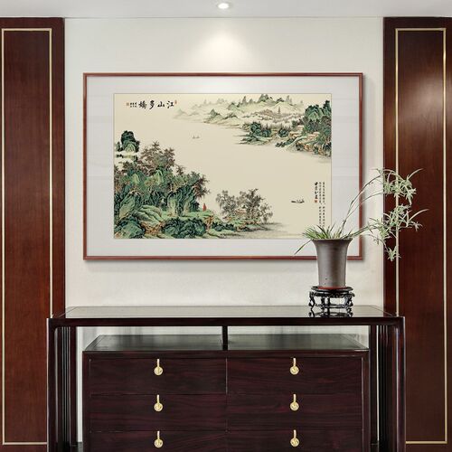 现货S588富春山居图r山水画玄关挂画新中式小幅实木国画客厅走廊