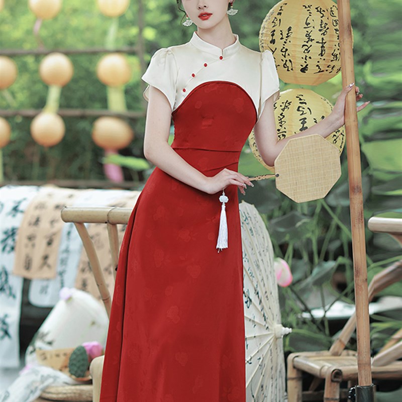 速发新中式装红色敬酒服新娘高级感改良旗袍连衣裙订婚礼服裙子夏