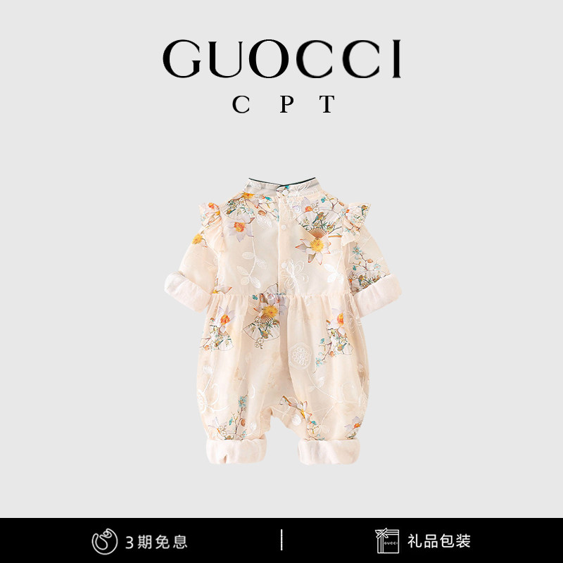 保真速发2023年婴儿q衣服秋装连身衣女宝宝洋装春秋公主包屁衣外