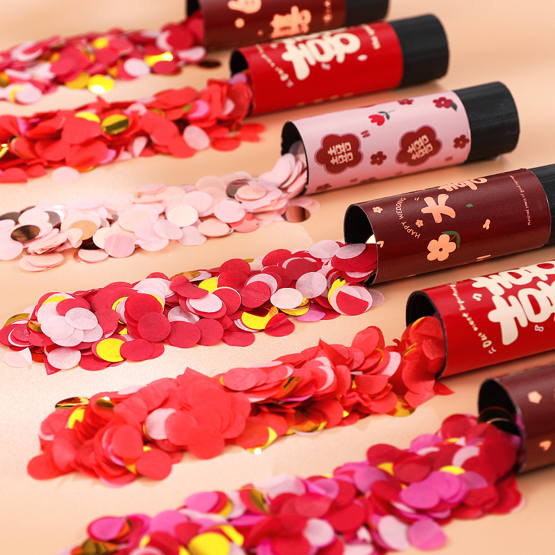 速发结花小礼炮婚道接亲彩带喷婚筒伴娘团拍照礼具装饰手拧礼花筒