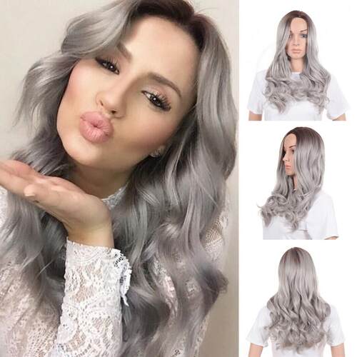 高货现货速发。Wig European and Amn women's grey dyeing heads