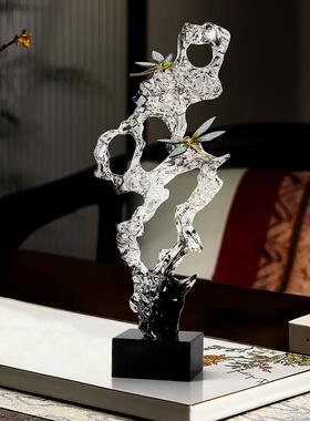 速发摆饰品中式透明客湖石玄关装件轻奢高档软电视柜酒柜办公室太