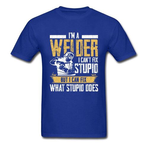 速发Slogan Tshirt For Men Black T Shirts Welder Can't Fix St