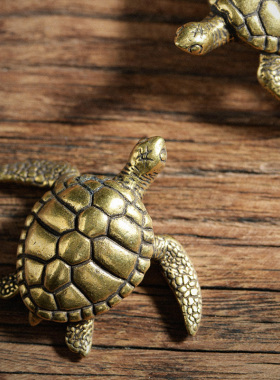 速发实心纯铜长寿乌龟摆镇个茶小号铜龟性宠配件客厅镇宅小铜龟件