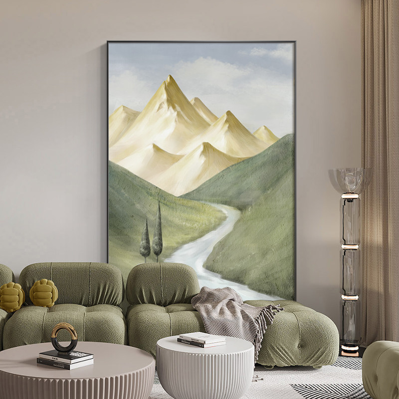 速发北欧客厅装饰画背有靠山玄关挂画竖版风景油画沙发背景墙落地