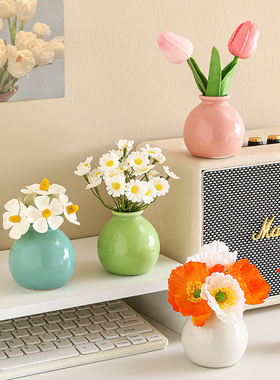 速发治愈公桌面花瓶摆件高级感居众办系室卧室客厅房间装饰品家小