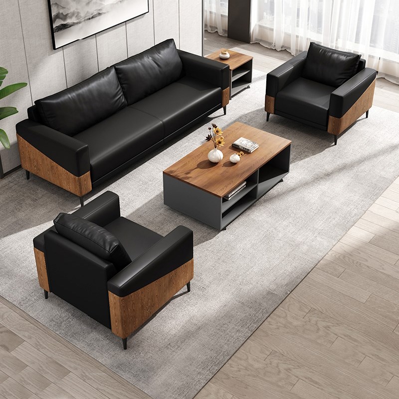 速发办公室沙发商务会议区洽谈接待室简客办公商用会约室茶几组合