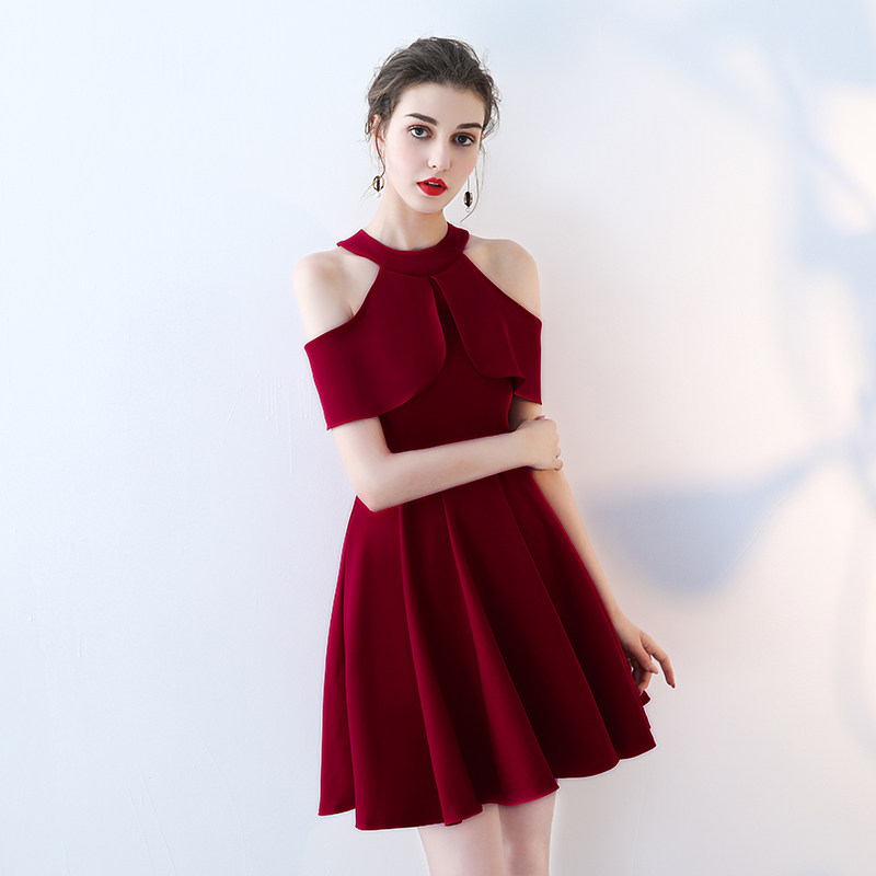 高货速发敬酒服新娘2021新款平时可穿结婚晚礼服酒红色短款现代订