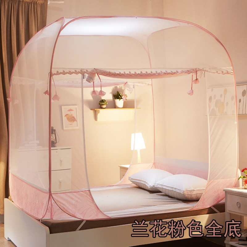 现货7WLO 免安装蒙古包蚊帐方顶加高拉链1.5Mm魔术自动1.8折叠三