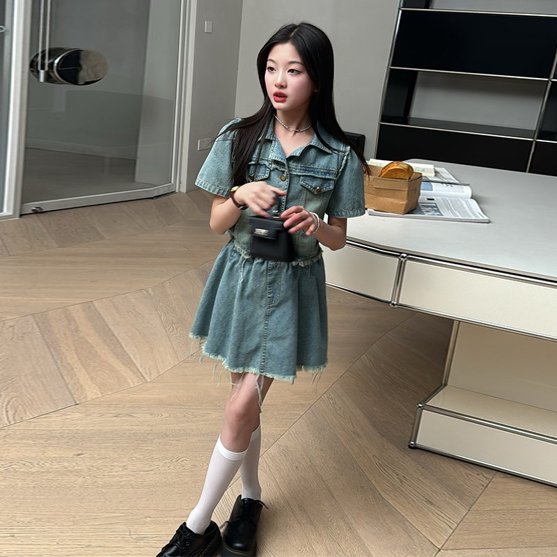 速发女童爵士舞服装潮酷时髦儿童时尚个性甜酷风套装少儿演出服街