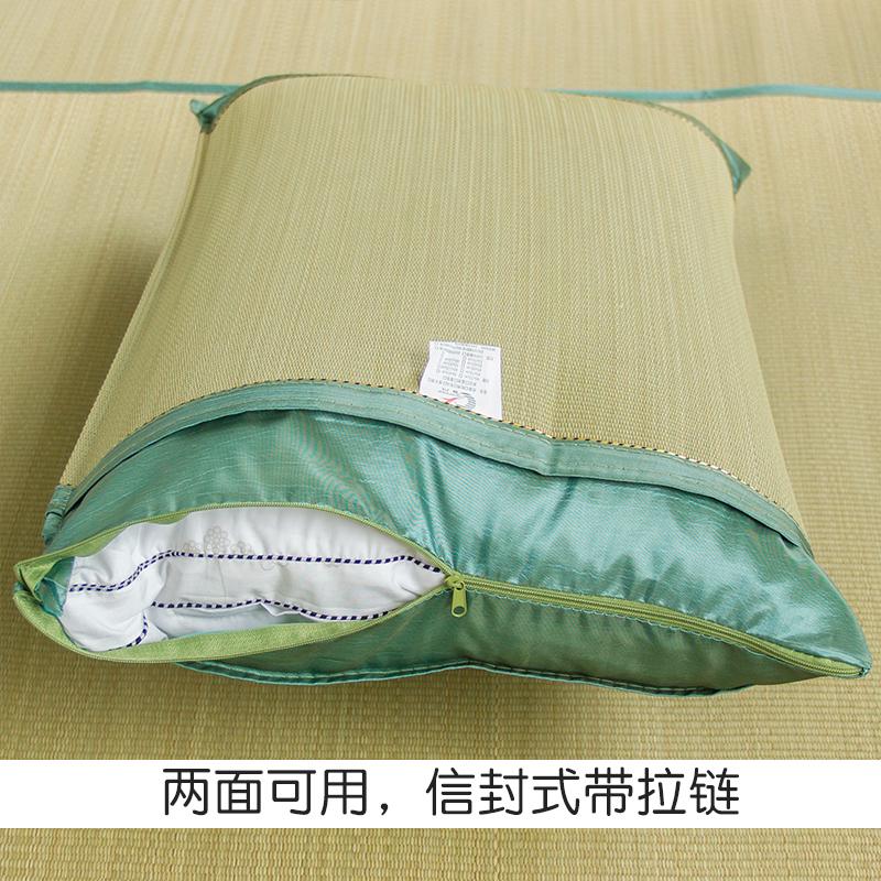现货夏天凉席枕套天然蔺草兰草编织双面可用单人信封式带拉链枕头
