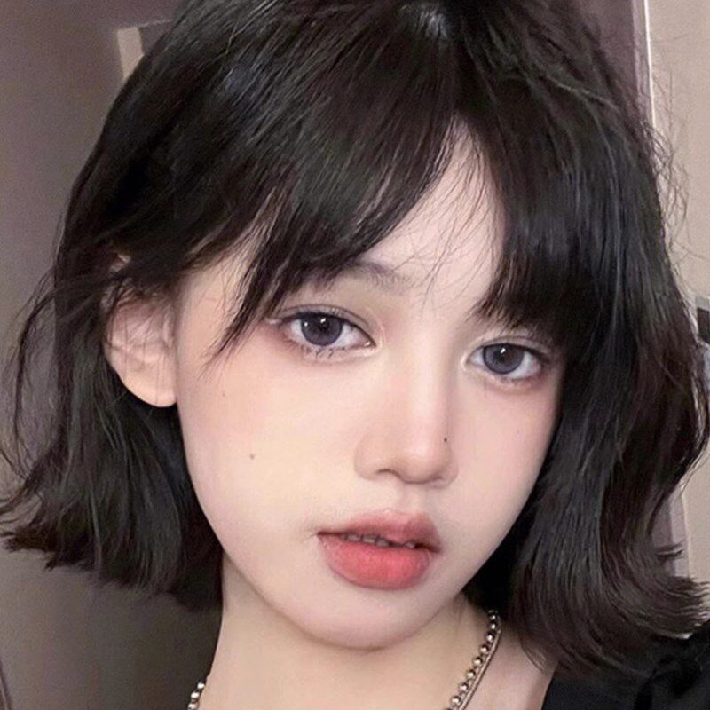 保真速发韩式短发假发女全头套纹理烫法式空气感刘海卷Z发减龄发