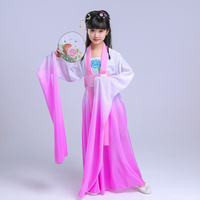 速发水袖舞服装女古典中国风儿童古装仙女服汉服甩袖舞蹈服水袖儿