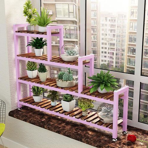 速发Balcony flower shelf indoor floating window flower frame