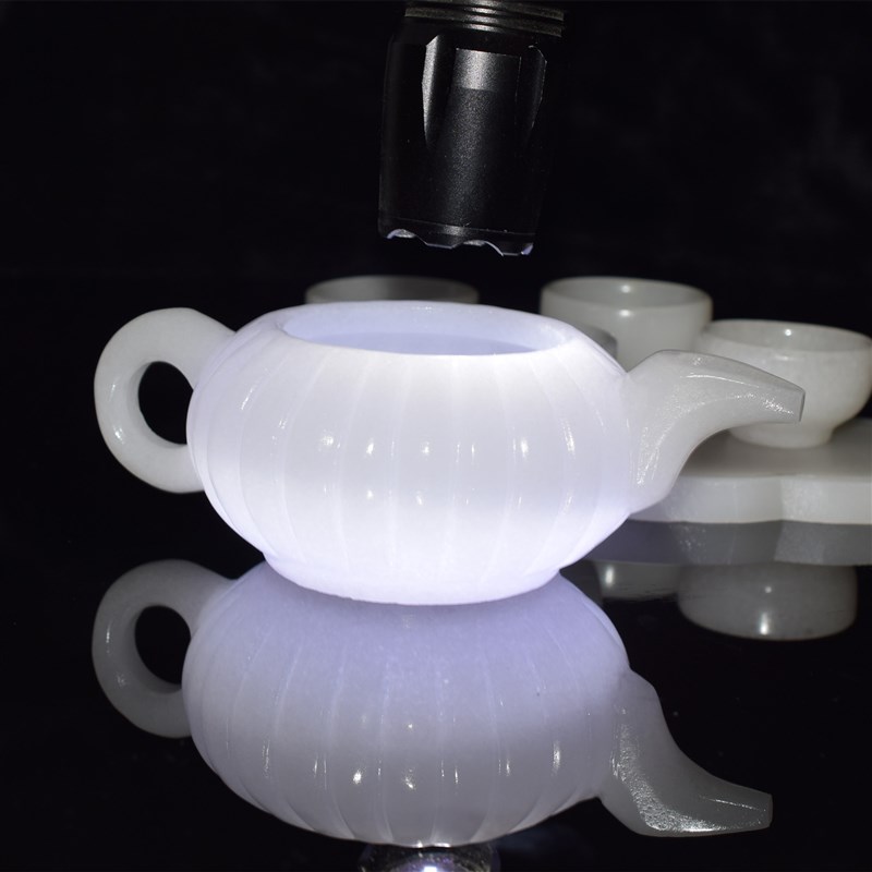 速发杯白玉白摆茶壶一套茶具福瓜玉壶白玉汉玉器工艺品南瓜玉件居