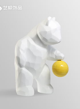 速发酒店大堂商摆熊仔落地型件售楼处大场玻璃钢雕塑软装置艺术品