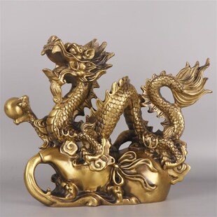 速发杨铜办 铜龙 铜福禄龙 记肖龙家具生公室铜龙摆件 葫芦龙