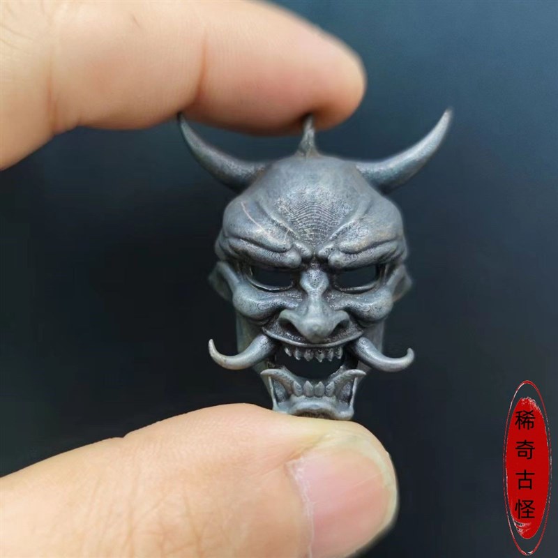 保真速发纯黄g铜做旧般若面具钥匙扣骷髅头挂件吊牌潮男项链吊坠