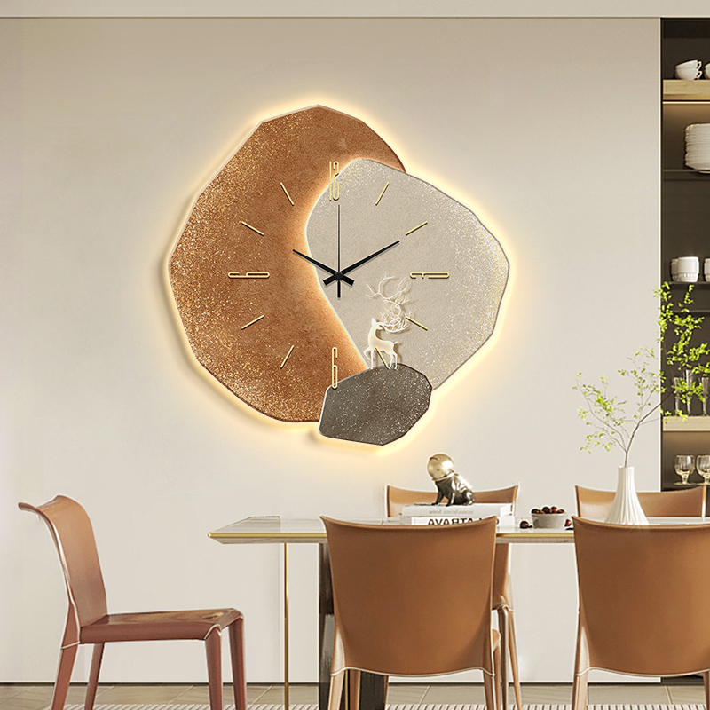 速发20新42款挂钟客厅家用高级感壁厅装饰画钟表挂墙创意时钟餐灯