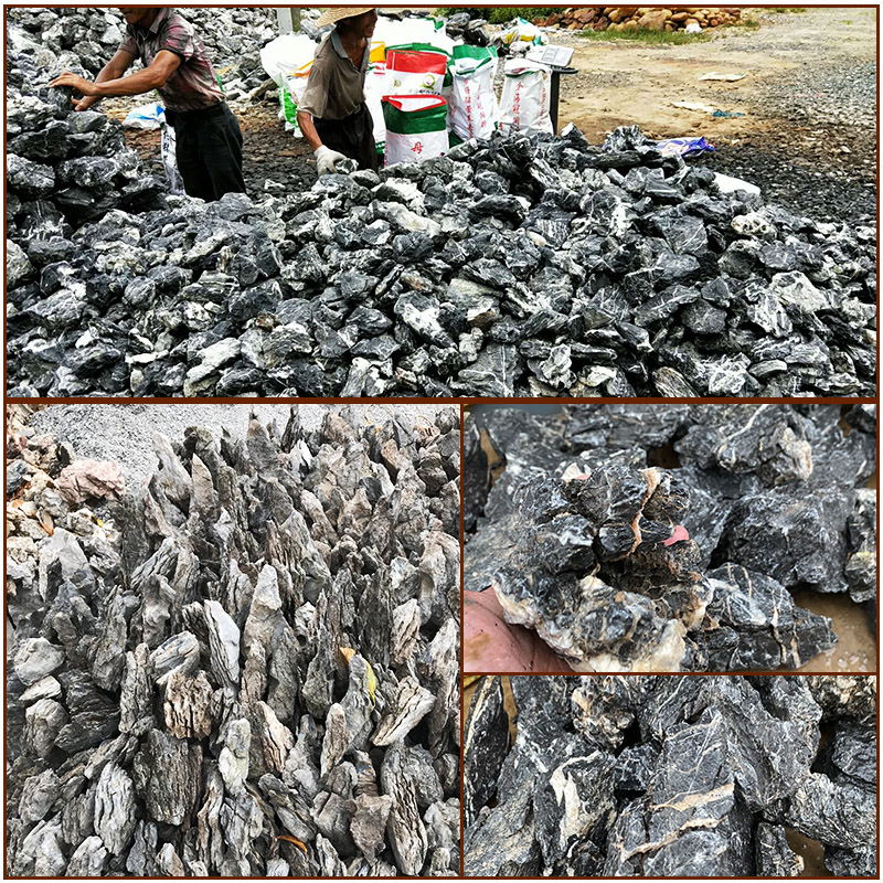 保真速发鱼缸造景酸洗青龙石鱼缸C假山真石头天然摆件溪流石块装