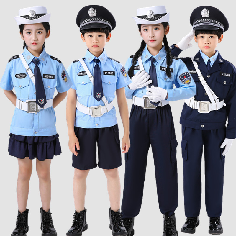 新品儿童警服f小交警套装黑猫警长男孩演出服幼儿园警装角色扮演