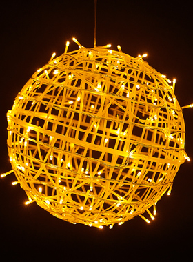 速发黄色藤球灯户彩防水挂树上的外灯节街日道工程亮化装饰灯