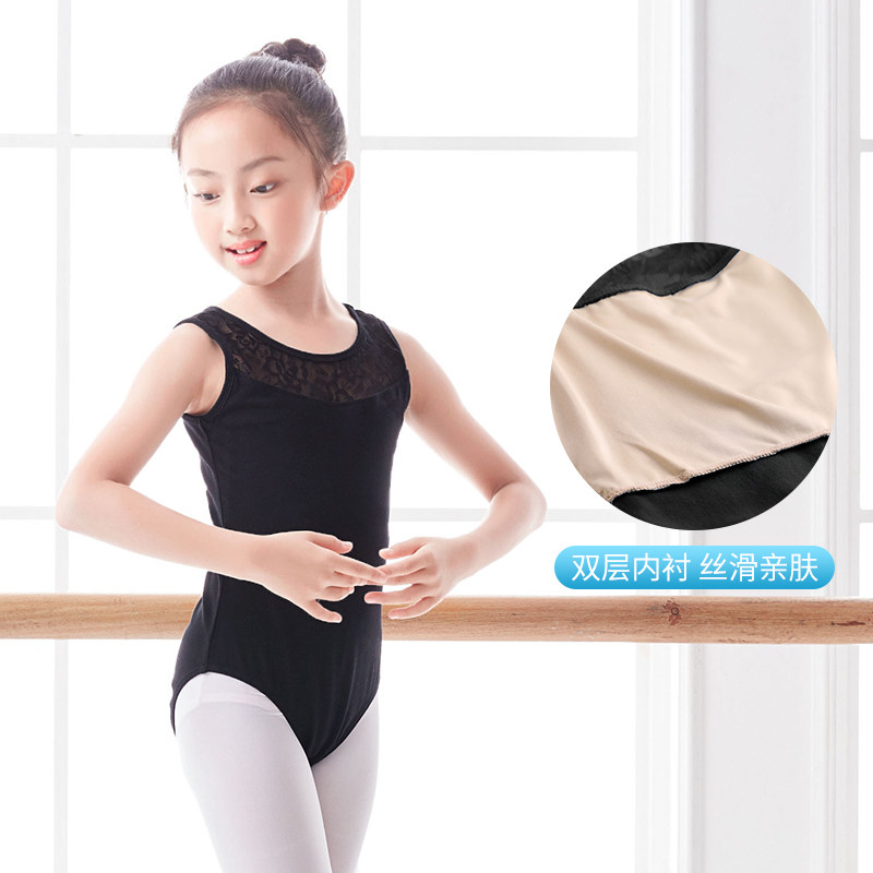速发儿童舞蹈服女童连体练功服黑色芭蕾舞服幼儿中国舞古典舞演出
