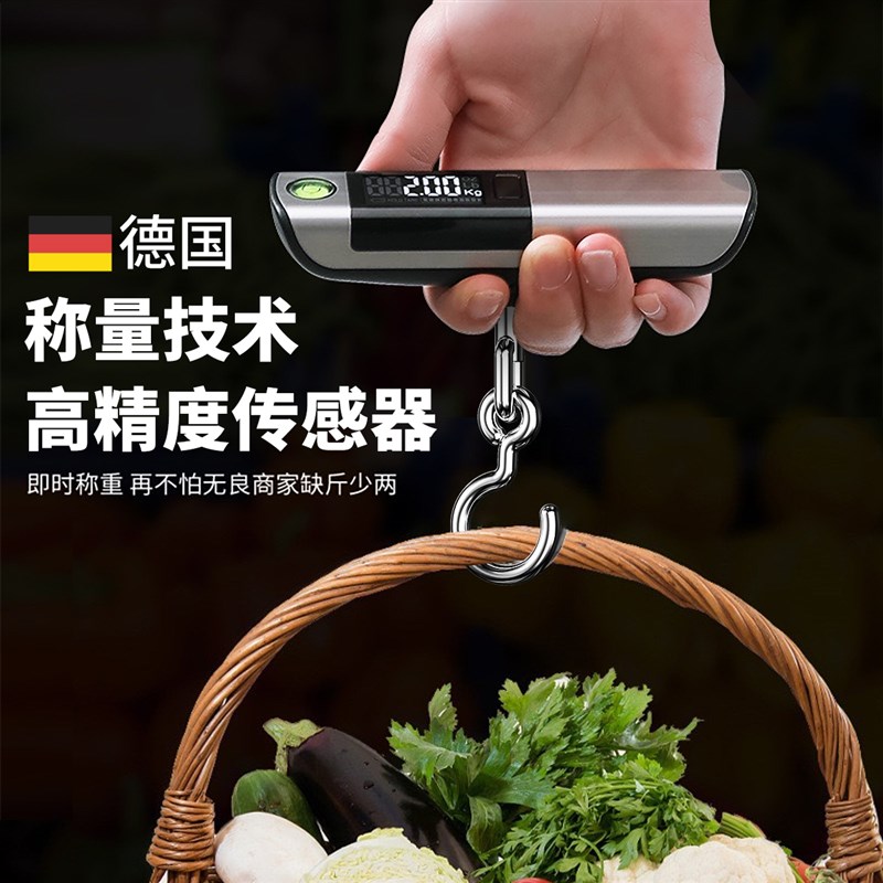 速发便携式电递手提秤挂菜卷尺秤快子称重小型50k用买钩弹簧称行